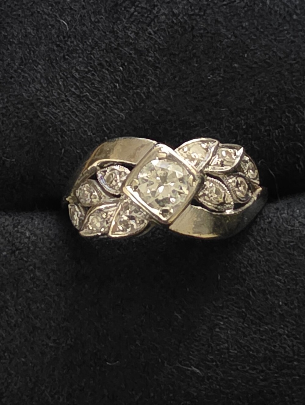 14k Diamond White, Yellow Gold Ring (Vintage)